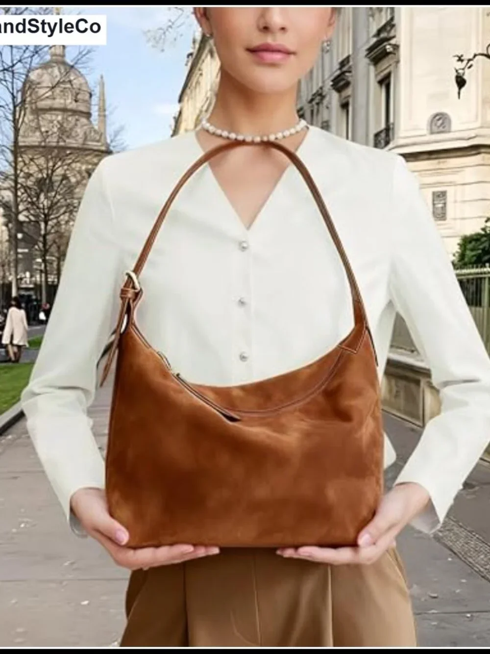 Women's Faux Suede Hobo Bag Medium Shoulder Crossbody Soft Vintage Handbag